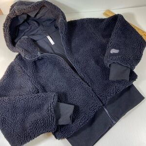 Fabletics XS Sherpa Zip Hoodie Gray Cozy Teddy Fleece Athleisure Jacket